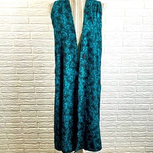 NWT Xs Lularoe Joy Sleeveless Vest Coverup Black with BEAUTIFUL Teal Roses
